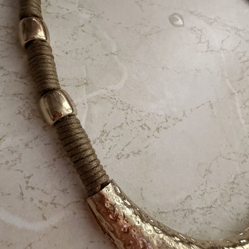 Statement necklace with gold metal element like new