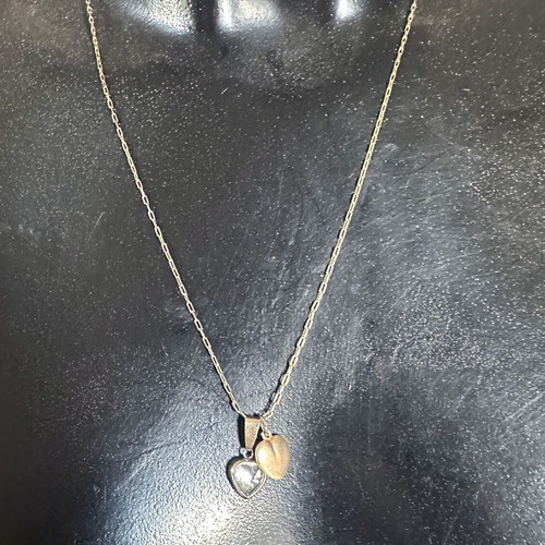 Vintage 14K gold necklace with two hearts