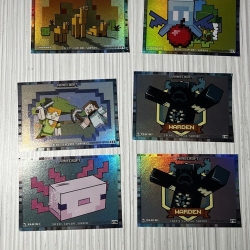 Holographic Panini Minecraft Trading Cards bundle like new, 6 cards
