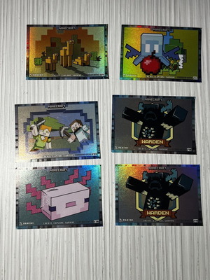Holographic Panini Minecraft Trading Cards bundle like new, 6 cards