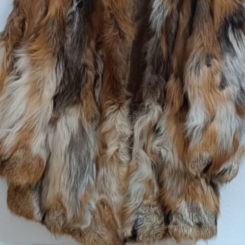Fur coat used, custom made, size small/medium, orange white gray