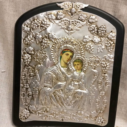 Virgin Mary icon made of immutable metal like new
