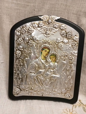 Εικόνα Παναγίας από αμετάβλητο μέταλλο, σαν καινούργια, 30εκ×25