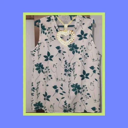 Impressive blouse white and blue with beautiful pattern