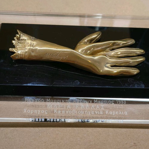 Collectible hand sculpture of Athens Concert Hall used