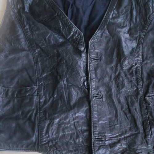 Genuine leather vest used, black, size L