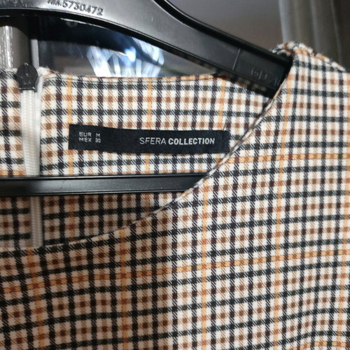 Sfera checked dress like new with belt, beige and brown