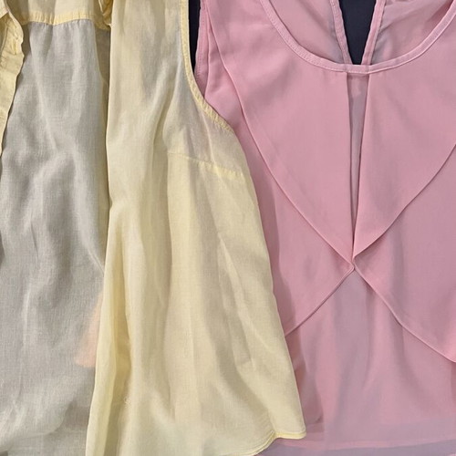 Pink Woman sleeveless shirt and airy blouse like new, pink and yellow