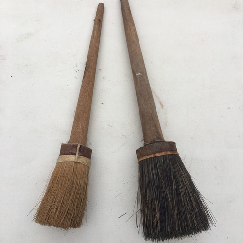 Round vintage brushes unused with natural bristles