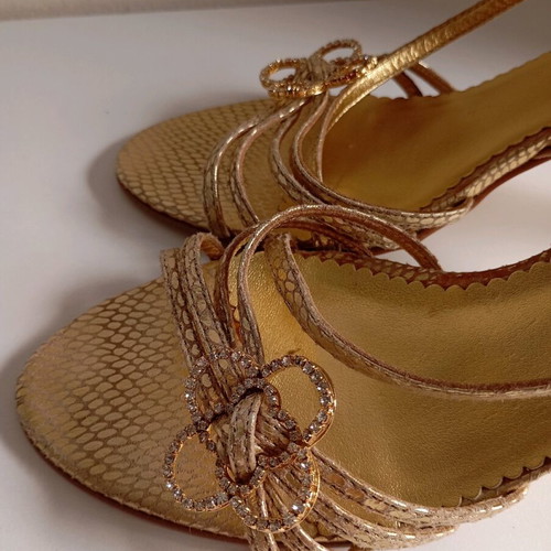 Mario Ponti leather sandals used, gold, size 39