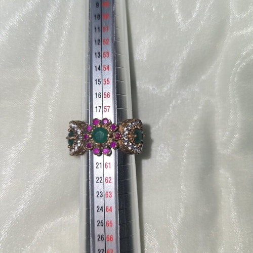 Silver women's ring with semi-precious stones used, size 60