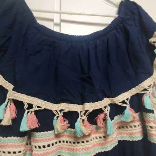 Just Perfect XL-XXL blue long dress with tassels like new