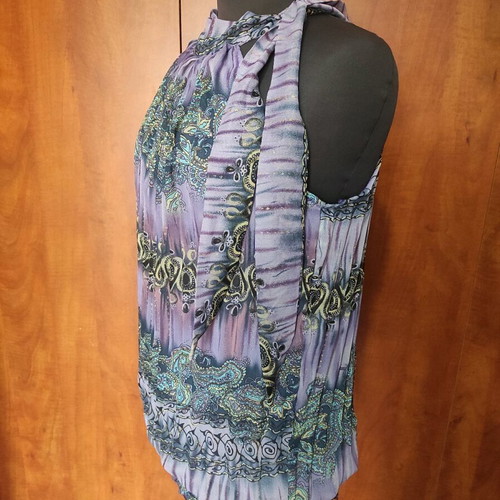 Boho blouse Ciel Bleu with paisley & tie-dye design, like new