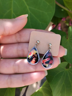 Drops earrings new, handmade with polymer clay and stainless steel