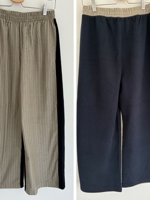 Zara παντελόνι wide leg σαν καινούργιο, μπεζ και μπλε, μέγεθος M