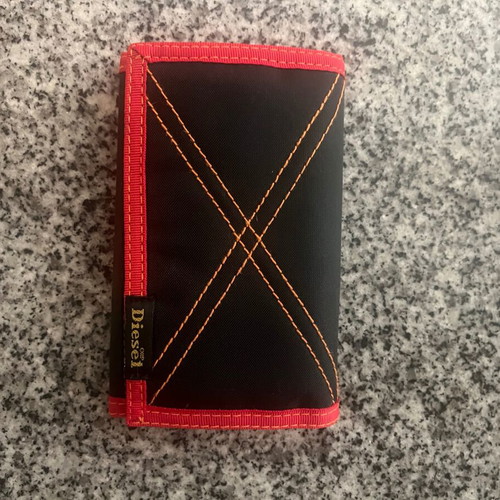 Diesel wallet new, recycled fabric black with red details