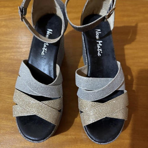 New Matic platform sandals silver-gold glitter, like new
