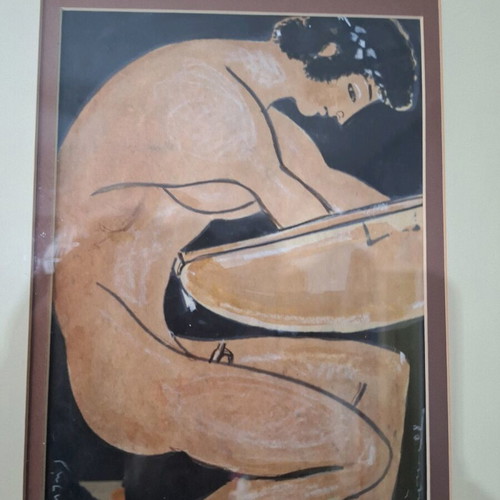 Lazaros Pantos Original Artwork Nude with Drum new