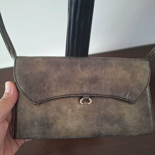 Women's shoulder bags used, pack of 2, ivory and bronze