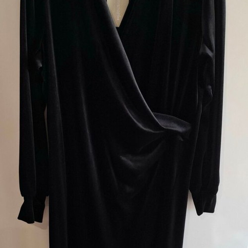 Paul-Christophe Velvet Wrap Dress 3XL New Black