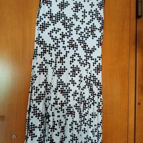Sleeveless dress like new, black and white with red details, cotton