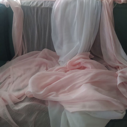 Curtains for Girl's Room like new, white center and pink edges