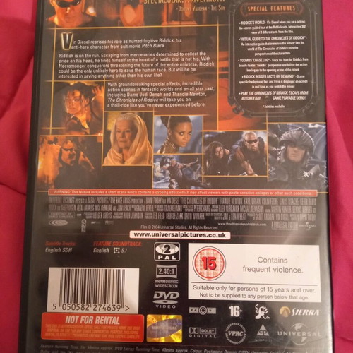 The Chronicles of Riddick DVD like new, action adventure fantasy, subbed
