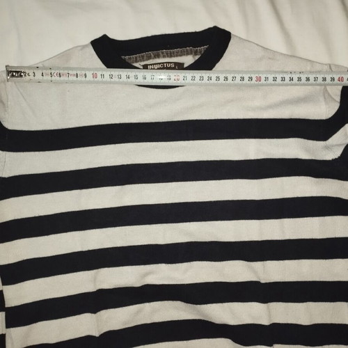 Knitted striped sweater like new, white-black, size M