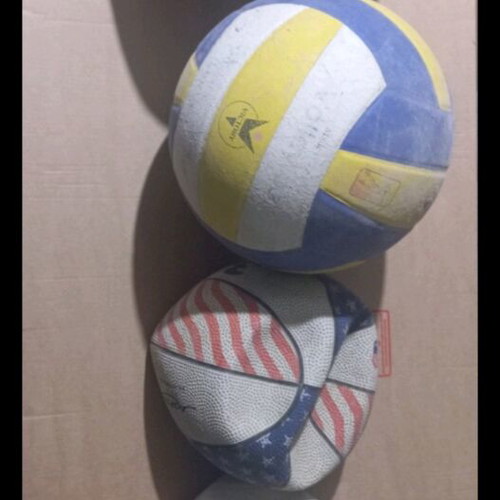 Used balls pack of 4 football, volleyball and basketball
