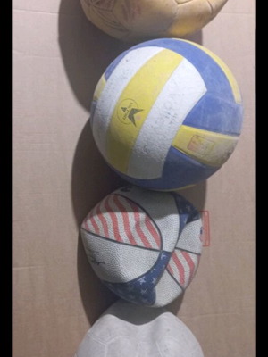 Used balls pack of 4 football, volleyball and basketball