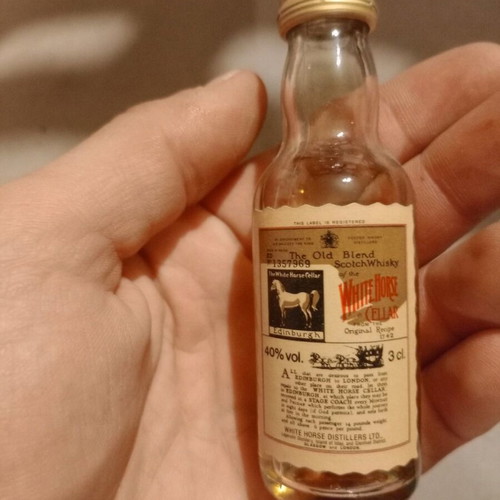 White Horse vintage miniature bottle used, opened