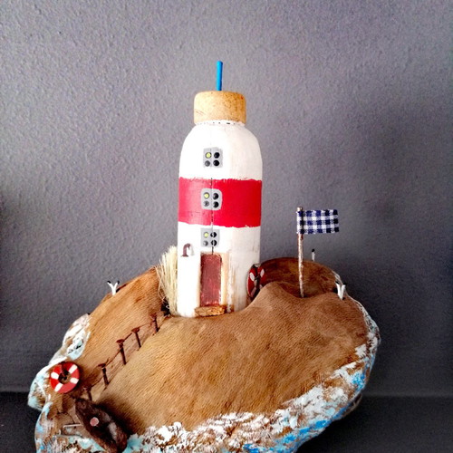 Shabby chic lighthouse made of driftwood new