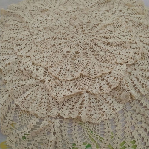 Crochet knit set used, 4 pieces, beige