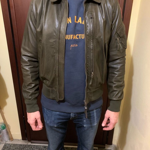 Parajumpers Brigadier leather aviator jacket like new, size XL dark green