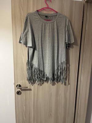 Shein blouse with fringes, new, gray, size XL