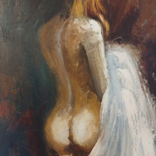 Nude oil painting on canvas, signed, handmade, 80x60cm