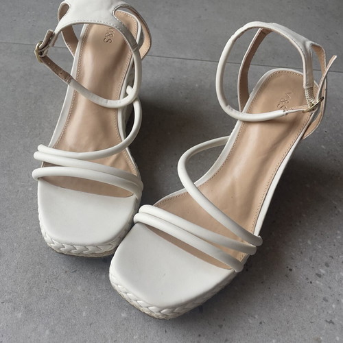Marks & Spencer women's platform sandals, 10cm heel, white beige