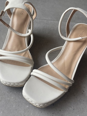 Marks & Spencer women's platform sandals, 10cm heel, white beige