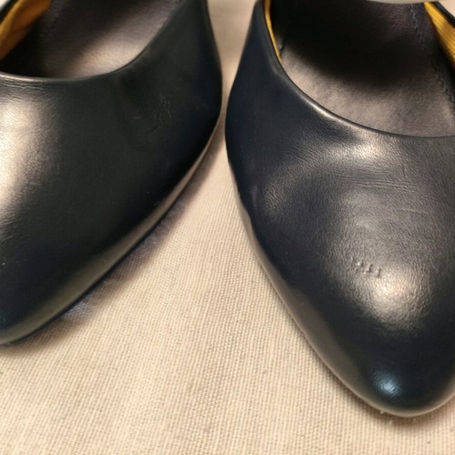 Benetton leather heels navy and white, as-new, size 37