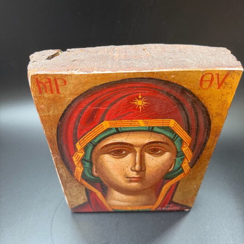 Handmade icon of Panagia on wood new 22cm x 16.5cm
