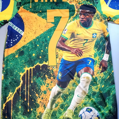 Vinicius Jr. 7 Brazil acrylic commemorative T-shirt
