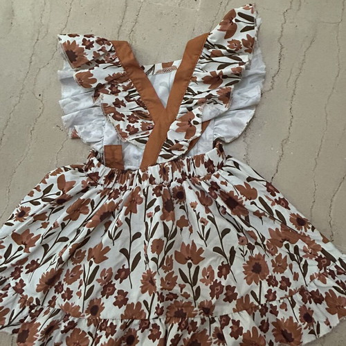 Boho chic autumn floral dress for girls, size 100cm