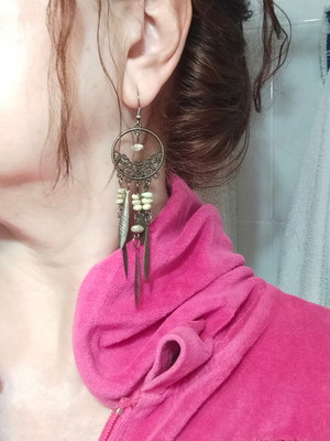 Boho Vintage Dreamcatcher Earrings with Bronze Details like new