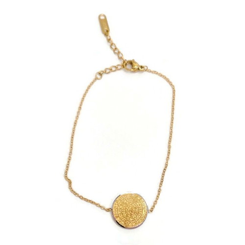 Steel Phaistos Disc bracelet gold plated new