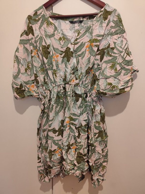 Printed dress size XXL used, light powder pink fabric