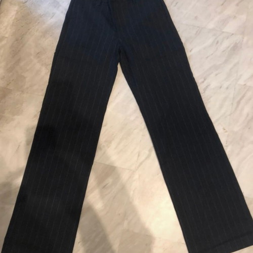 Pull and Bear fabric pants, dark blue with thin vertical stripes, size 36
