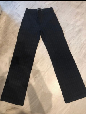 Pull and Bear fabric pants, dark blue with thin vertical stripes, size 36
