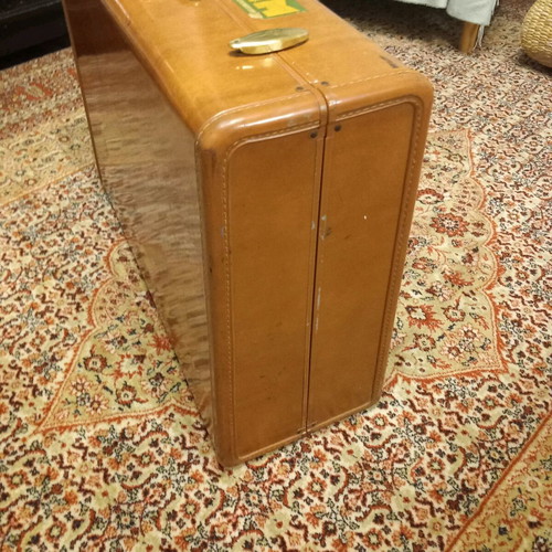 Samsonite vintage suitcase used, tan hard shell, 1950s
