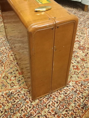Samsonite vintage suitcase used, tan hard shell, 1950s