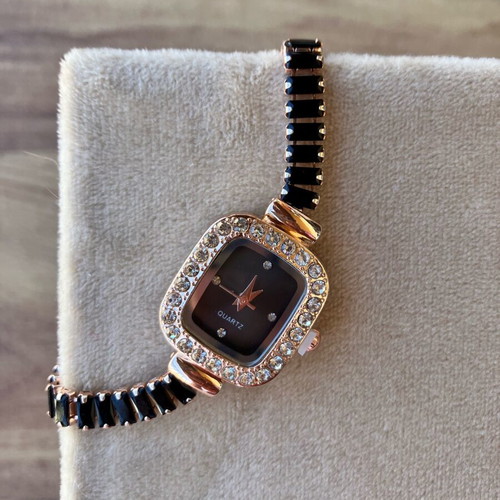 Wristwatch bracelet with black stones like new, women's